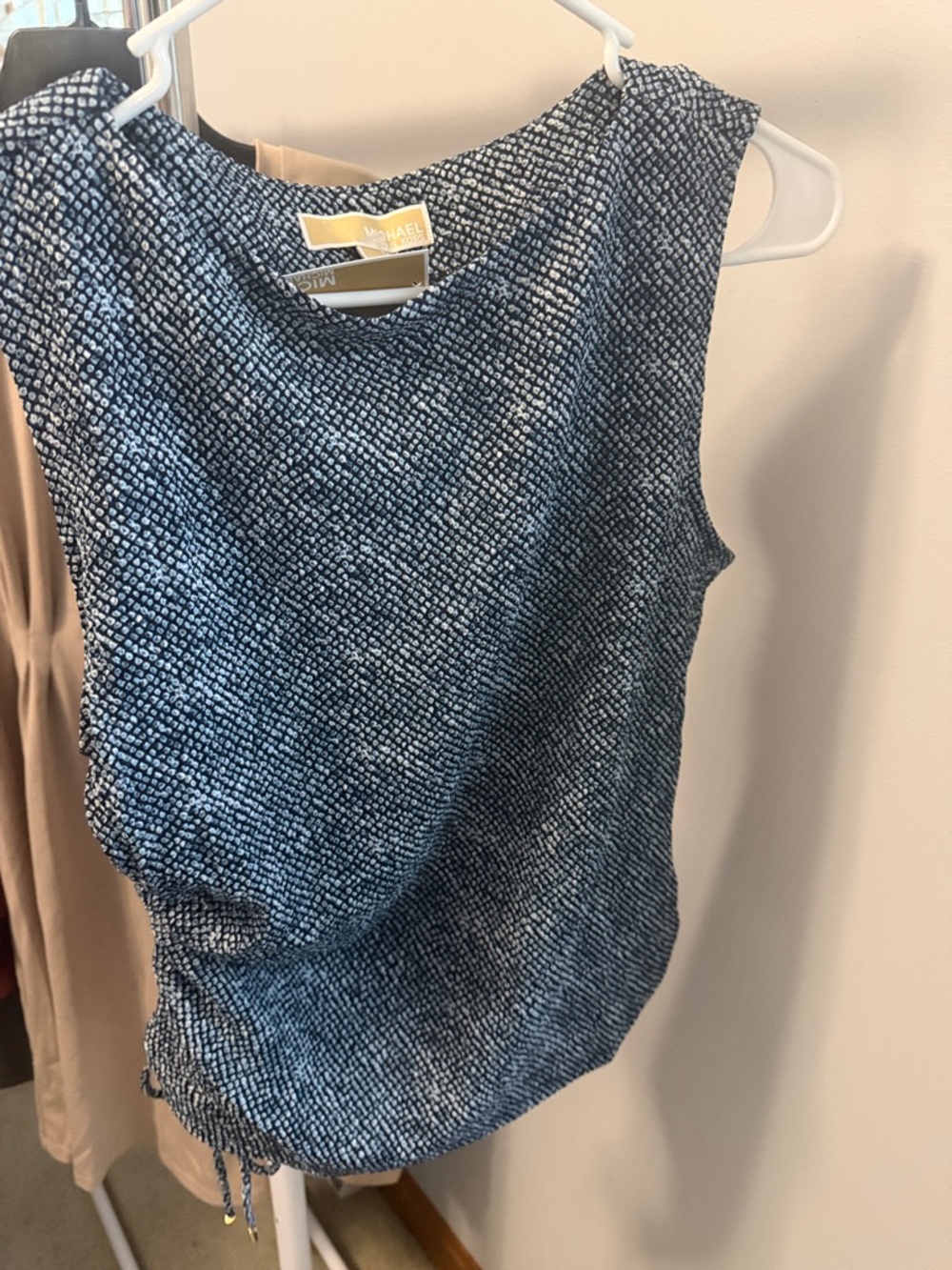 Michael Kors Navy Textured Sleeveless Tank Top